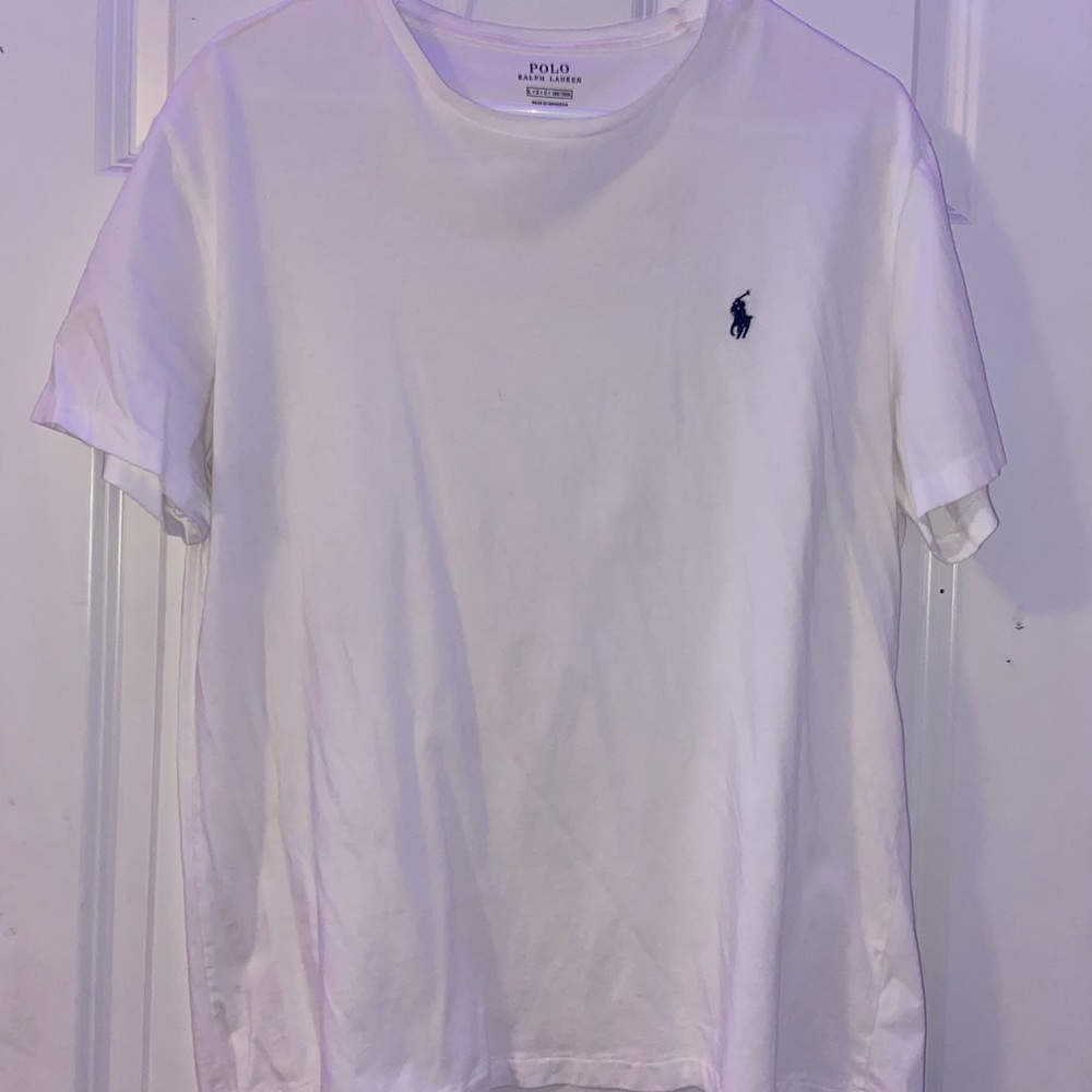 White Polo RL cotton crew neck